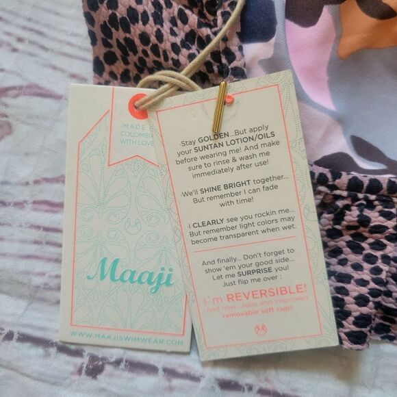 Maaji Sun Fun Reversible Sephia Songs Cheetah Triangle Bikini Top Size XL NWT - Picture 5 of 5